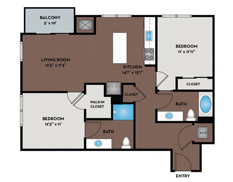a floor plan of an apartment with a bedroom and a living room